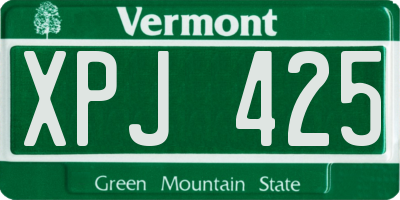 VT license plate XPJ425