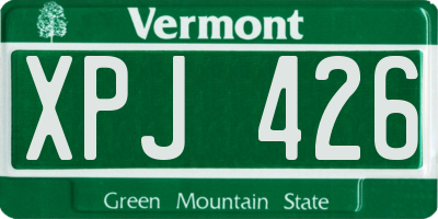 VT license plate XPJ426