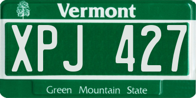 VT license plate XPJ427