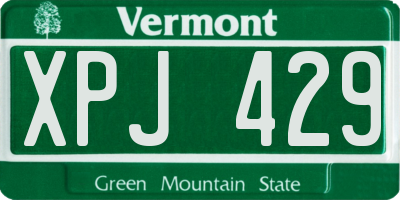 VT license plate XPJ429