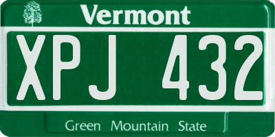 VT license plate XPJ432