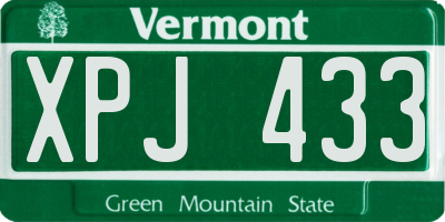 VT license plate XPJ433
