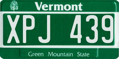 VT license plate XPJ439