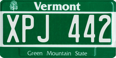 VT license plate XPJ442