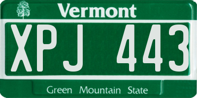 VT license plate XPJ443