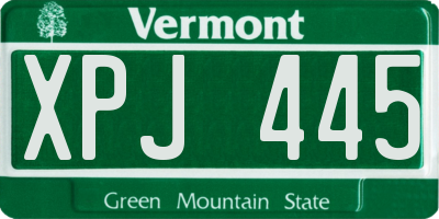 VT license plate XPJ445
