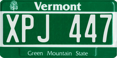 VT license plate XPJ447