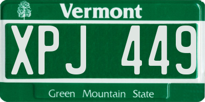 VT license plate XPJ449
