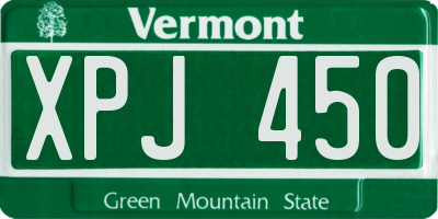 VT license plate XPJ450