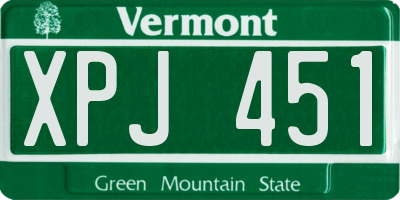 VT license plate XPJ451