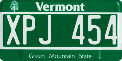 VT license plate XPJ454