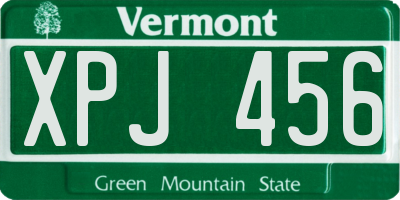 VT license plate XPJ456