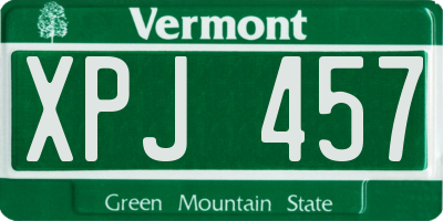 VT license plate XPJ457