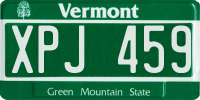 VT license plate XPJ459