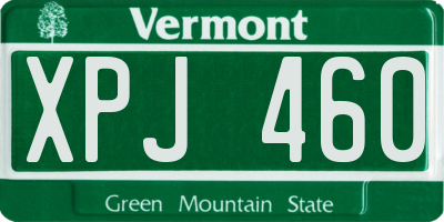 VT license plate XPJ460