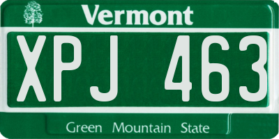 VT license plate XPJ463