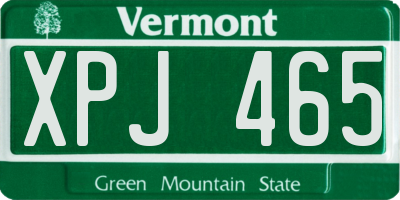 VT license plate XPJ465