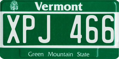 VT license plate XPJ466
