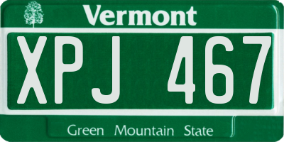 VT license plate XPJ467