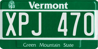 VT license plate XPJ470