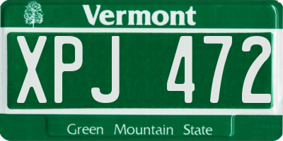 VT license plate XPJ472