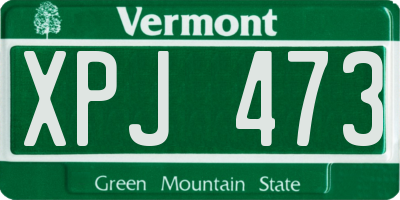 VT license plate XPJ473