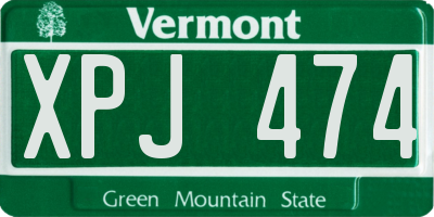VT license plate XPJ474
