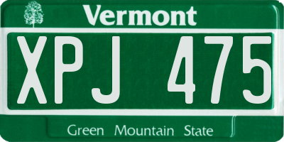 VT license plate XPJ475