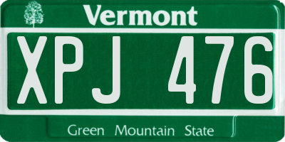 VT license plate XPJ476
