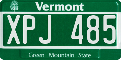 VT license plate XPJ485