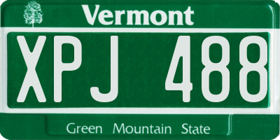 VT license plate XPJ488