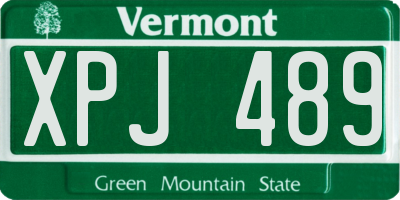 VT license plate XPJ489