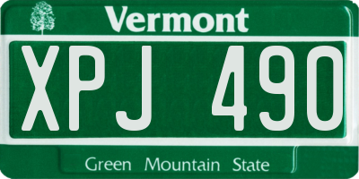 VT license plate XPJ490