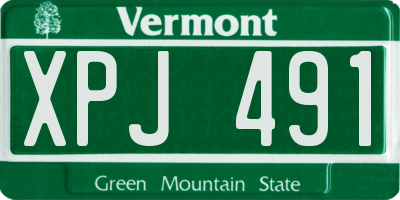 VT license plate XPJ491