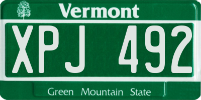 VT license plate XPJ492
