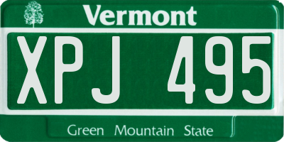VT license plate XPJ495
