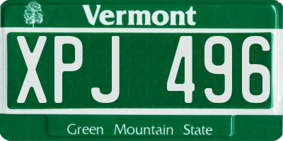 VT license plate XPJ496