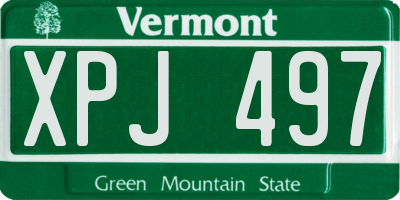 VT license plate XPJ497