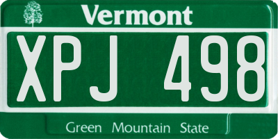VT license plate XPJ498
