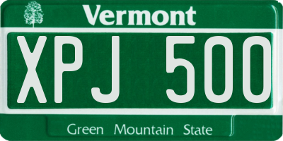 VT license plate XPJ500