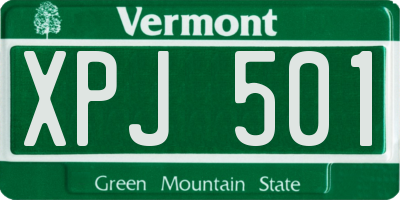 VT license plate XPJ501
