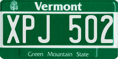 VT license plate XPJ502