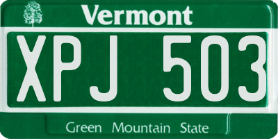 VT license plate XPJ503