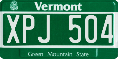 VT license plate XPJ504