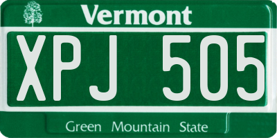 VT license plate XPJ505