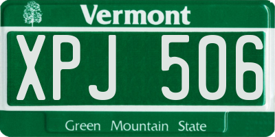 VT license plate XPJ506