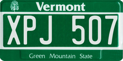 VT license plate XPJ507