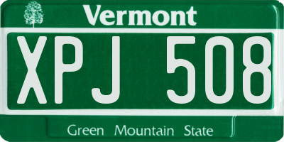 VT license plate XPJ508