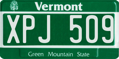 VT license plate XPJ509