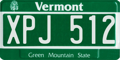 VT license plate XPJ512